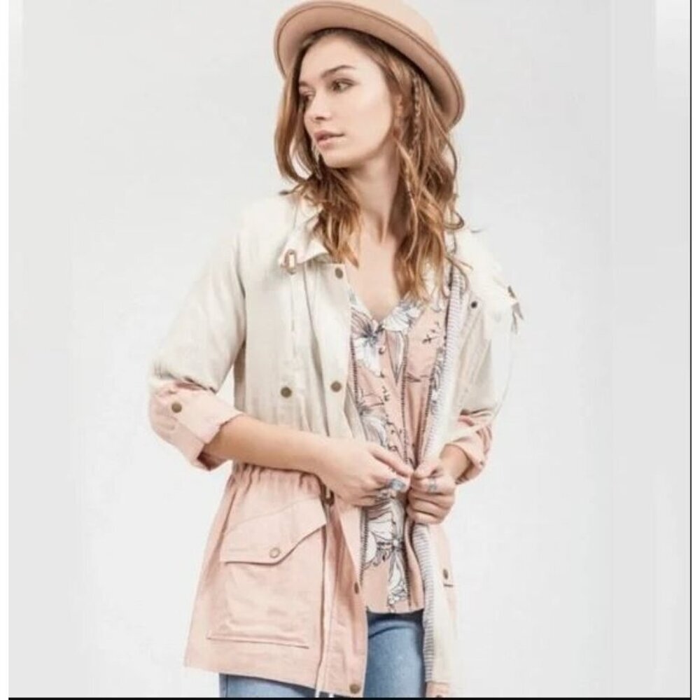Blu Pepper Cream and Pink Utility Jacket